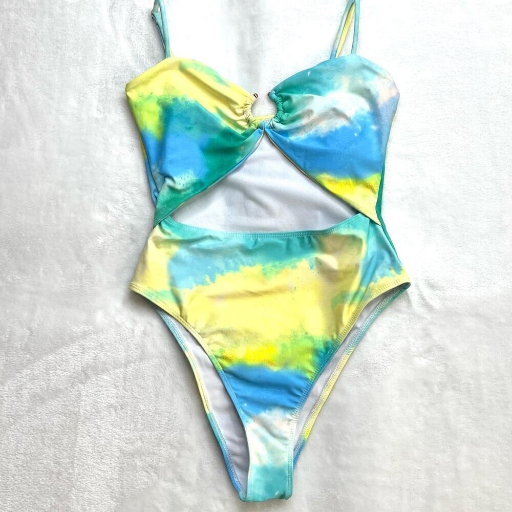 Tye Dye Monokini Blue Yellow Tones Unbranded Size M